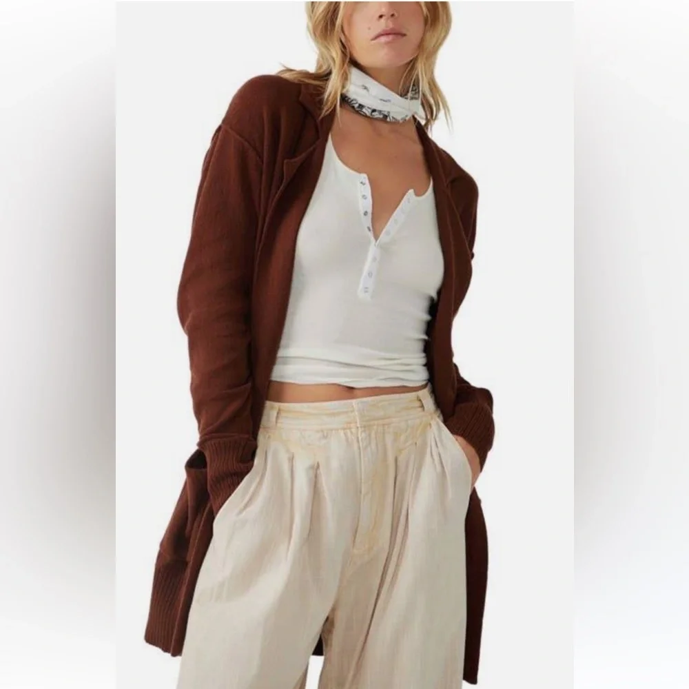 Free People Oversized Desert Blazer Chestnut NWT cardigan style - Picture 14 of 14